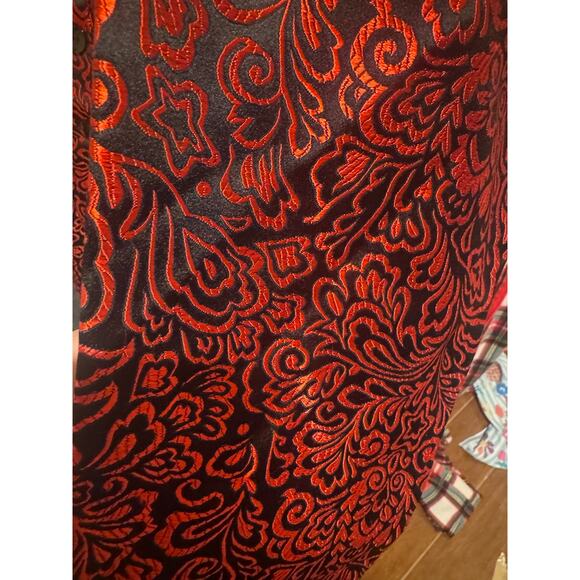 Chico's Additions Red Black Design Textured Button Up Jacket Sz 3 (XL) - Picture 6 of 8